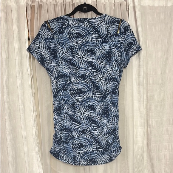 Michael Kors Blue Fitted Ruched T-Shirt - Picture 6 of 10